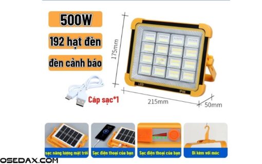 Đèn LED Năng Lượng Mặt Trời Cầm Tay LAMJAD 500W