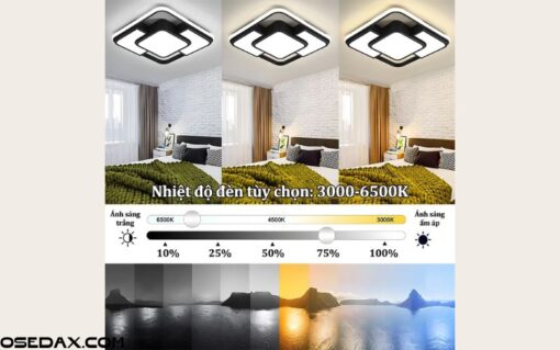 Đèn trần trang trí LED 3 màu phong cách hiện đại